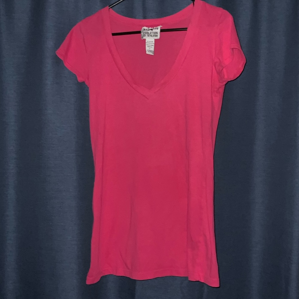 EVOLUTION NOT REVOLUTION pink v neck